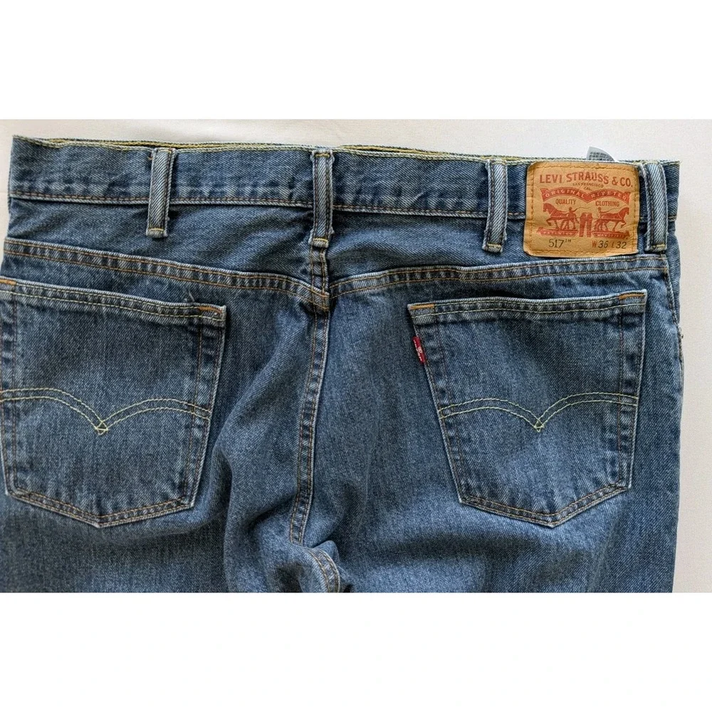 Levi's 517 Bootcut Jeans Mens 36x32 Dark Wash Denim Blue EUC